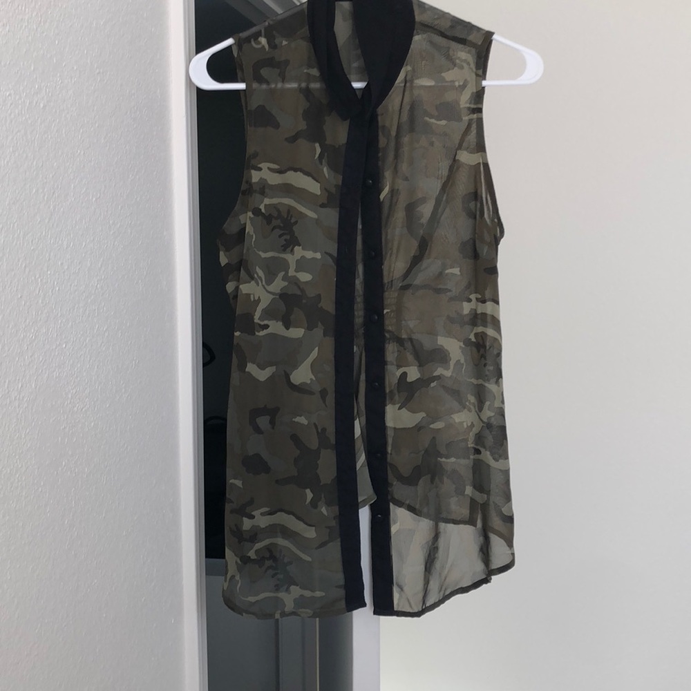 Button up see through tank top